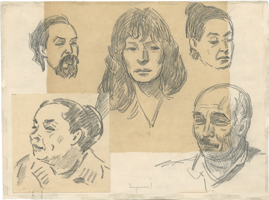 Аронов Лев Ильич. Двухсторонний лист с набросками портретов 